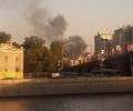 Пожар в центре Москвы: на Новом Арбате загорелось недостроенное офисное здание