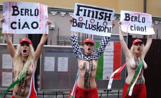 Активистки FEMEN напали на Сильвио Берлускони на выборах