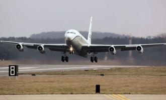 Наблюдательный самолет военно-воздушных сил Соединенных Штатов Boeing OC-135B Open Skies провел разведку над Чукоткой